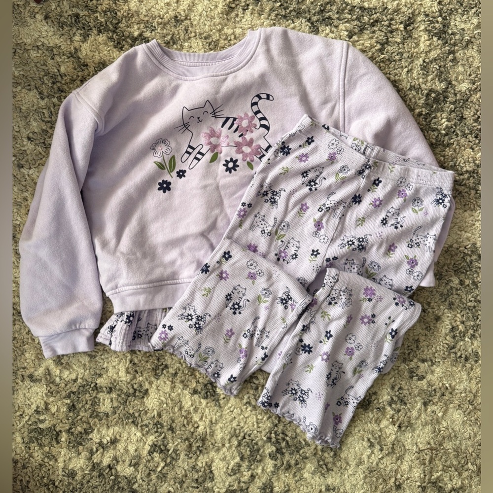 Wonder Nation Light Purple Cat Pajama Set